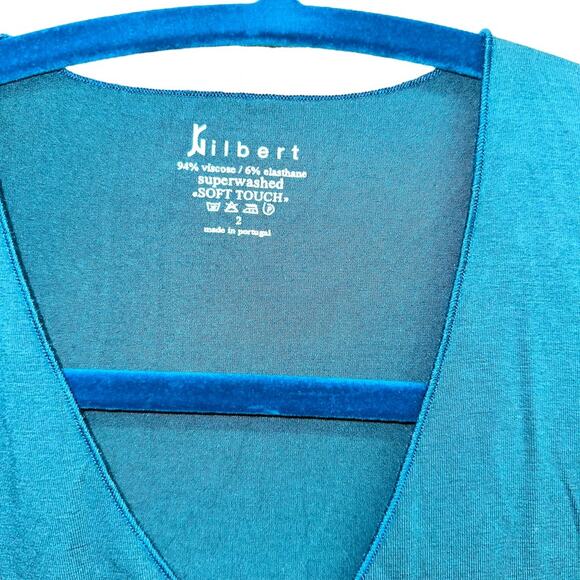 J Gilbert Dark Teal Lightweight Long Sleeve Top Size 2 - Picture 3 of 4